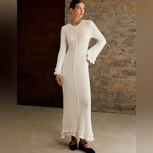 COMMENSE White Ribbed Knit Dress